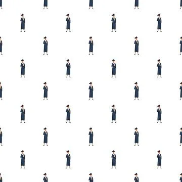 Graduation students repeating pattern for education background Stock Illustration
