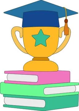 Graduation Trophy on Books Stock Illustration