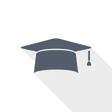 Graduation vector icon, cap, education concept  flat design illustration in e Stock Illustration