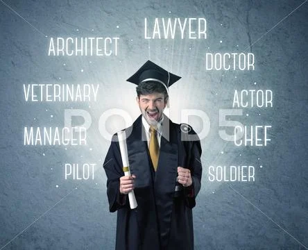 Graduete person looking for professions Stock Photos