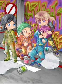 Graffiters. Stock Illustration