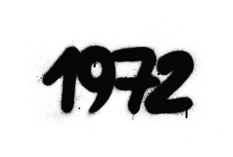 Graffiti 1972 date sprayed in black over white Stock Illustration