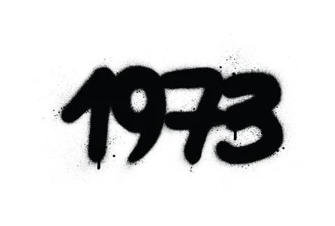 Graffiti 1973 date sprayed in black over white Stock Illustration