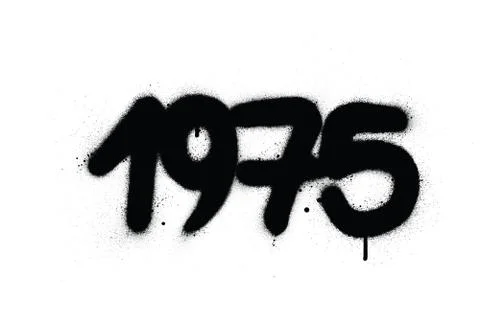 Graffiti 1975 date sprayed in black over white Stock Illustration