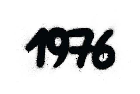 Graffiti 1976 date sprayed in black over white Stock Illustration