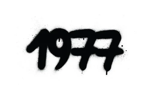 Graffiti 1977 date sprayed in black over white Stock Illustration