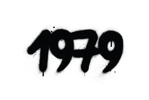 Graffiti 1979 date sprayed in black over white Stock Illustration