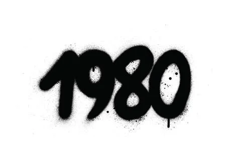 Graffiti 1980 date sprayed in black over white Stock Illustration