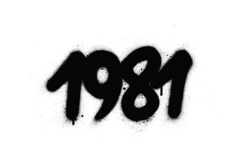 Graffiti 1981 date sprayed in black over white Stock Illustration
