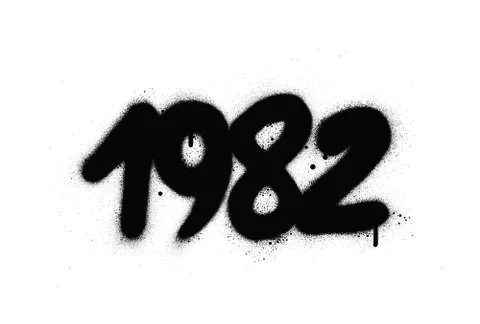 Graffiti 1982 date sprayed in black over white Stock Illustration