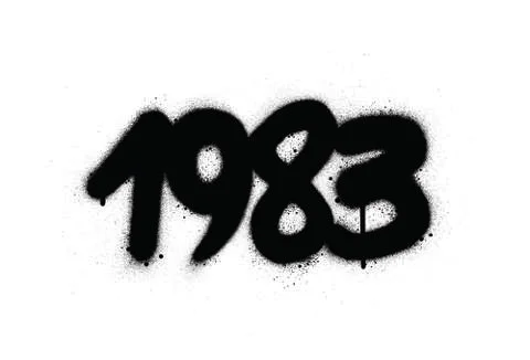 Graffiti 1983 date sprayed in black over white Stock Illustration