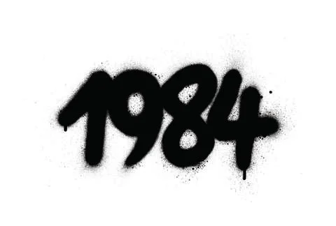 Graffiti 1984 date sprayed in black over white Stock Illustration