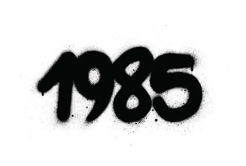 Graffiti 1985 date sprayed in black over white Stock Illustration