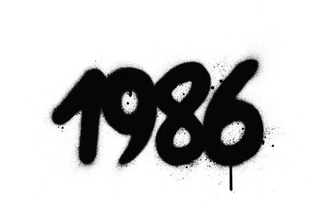 Graffiti 1986 date sprayed in black over white Stock-Illustration