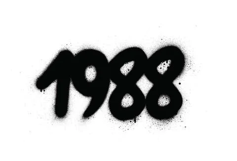 Graffiti 1988 date sprayed in black over white Illustrazione stock