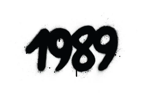 Graffiti 1989 date sprayed in black over white Stock Illustration