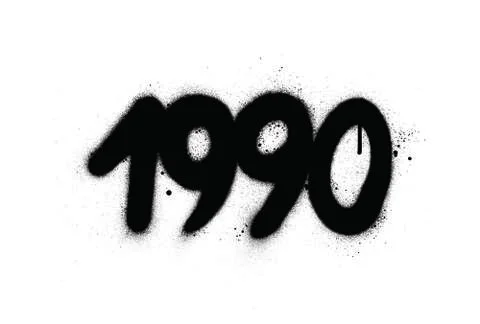 Graffiti 1990 date sprayed in black over white Stock Illustration