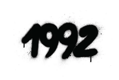 Graffiti 1992 date sprayed in black over white Illustrazione stock