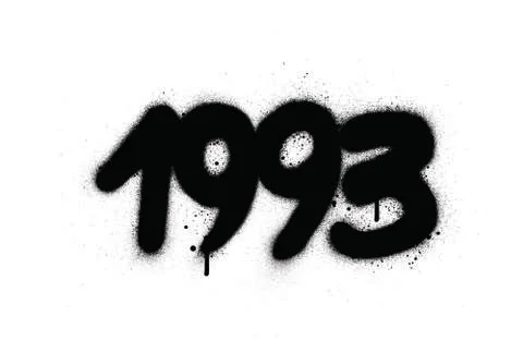 Graffiti 1993 date sprayed in black over white Stock Illustration