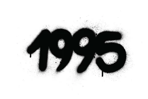 Graffiti 1995 date sprayed in black over white Stock Illustration