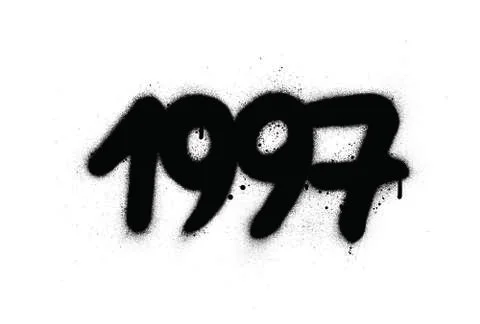 Graffiti 1997 date sprayed in black over white Stock Illustration