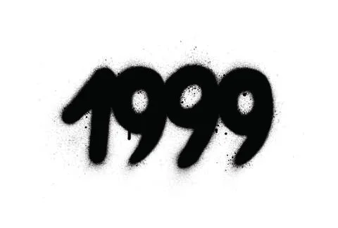 Graffiti 1999 date sprayed in black over white Stock Illustration