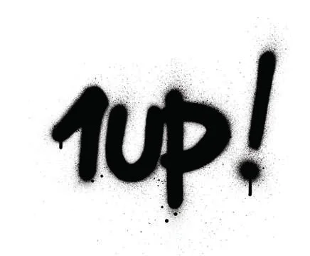 Graffiti 1up sprayed in black over white Stock Illustration