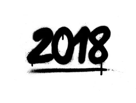Graffiti 2018 date sprayed in black over white Stock Illustration