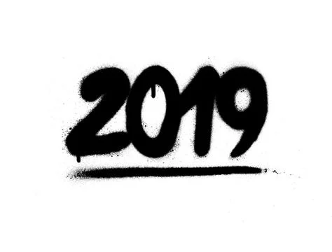 Graffiti 2019 date sprayed in black over white Illustrazione stock