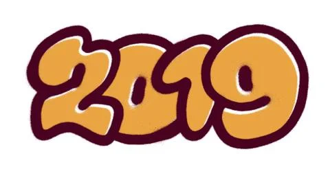 Graffiti 2019 sprayed in orange over white Stock-Illustration