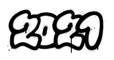 Graffiti 2021 date sprayed in black over white Stock Illustration