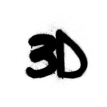 Graffiti 3d abbreviation sprayed in black over white Stock Illustration