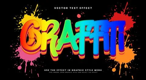 Graffiti 3d editable text effect template Illustrazione stock