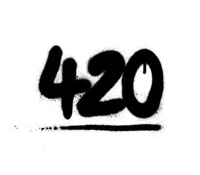 Graffiti 420 number sprayed in black over white Stock Illustration