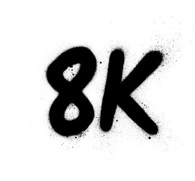 Graffiti 8K abbreviation sprayed in black over white Stock Illustration
