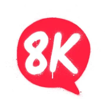 Graffiti 8K abbreviation sprayed white in a red textballoon Stock Illustration