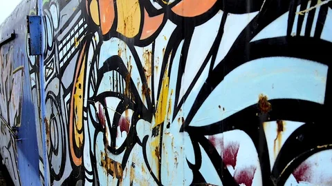 Graffiti on an abandoned train car Видео 129756395
