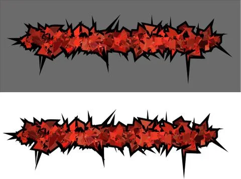 Graffiti abstract red spiked shape pattern on white Illustrazione stock