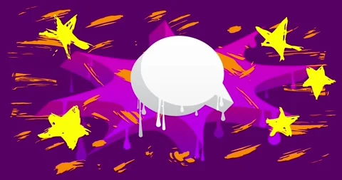Graffiti advertising Speech Bubble on Purple video Stock Footage 329818508