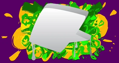 Graffiti advertising Speech Bubble on Purple Stock Footage 329818511