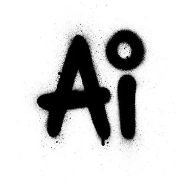Graffiti AI abbreviation sprayed in black over white Stock Illustration