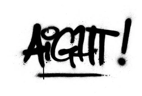 Graffiti aight word sprayed in black over white Stock Illustration