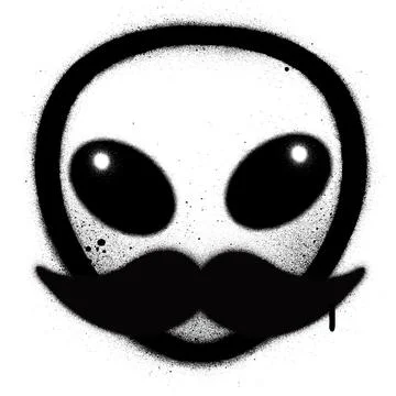 Graffiti alien with a mustache sprayed over white Stock Illustration