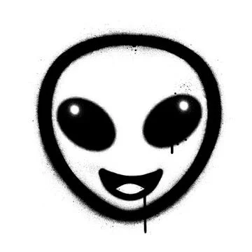Graffiti alien sprayed in black over white Stock Illustration