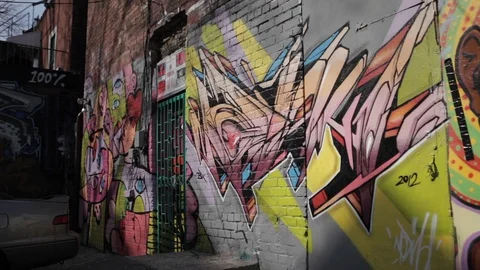 Loc Dog graffiti art in city alleyway