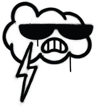 Graffiti angry cloud sprayed Illustrazione stock