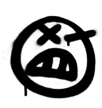 Graffiti angry emoji sprayed in black on white Stock Illustration