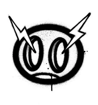 Graffiti angry icon sprayed in black over white Stock Illustration