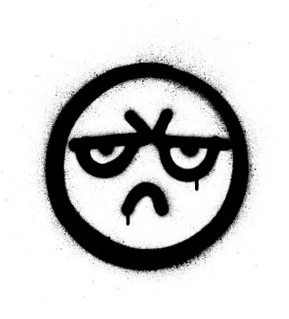 Graffiti angry icon sprayed in black over white Stock-Illustration