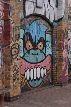 Graffiti of an angry monkey Stock Photos